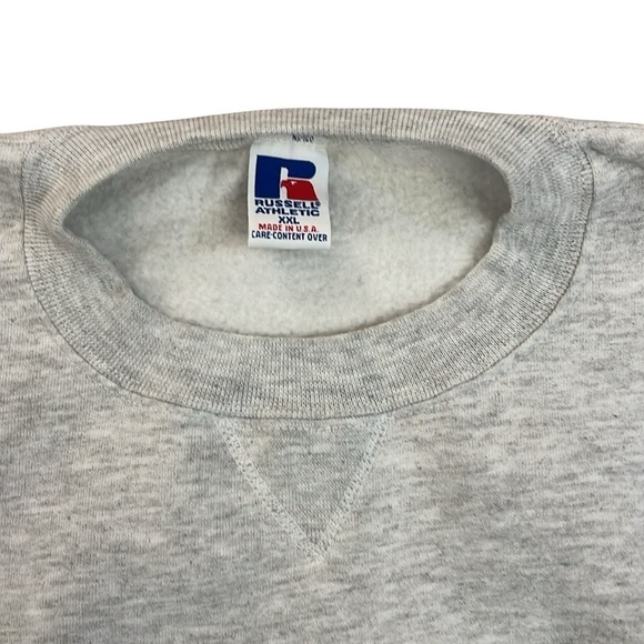 Vintage 90’s Russell Athletic Crewneck Sweatshirt Gray Cotton Blend USA XXL - Picture 2 of 8
